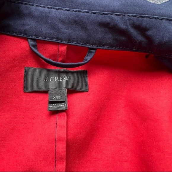 J Crew Belvedere Rain Coat Swing Trench Jacket Navy & Red Hooded - Picture 16 of 16